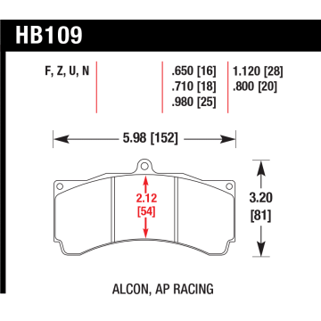 Hawk Pads - Alcon, AP Racing