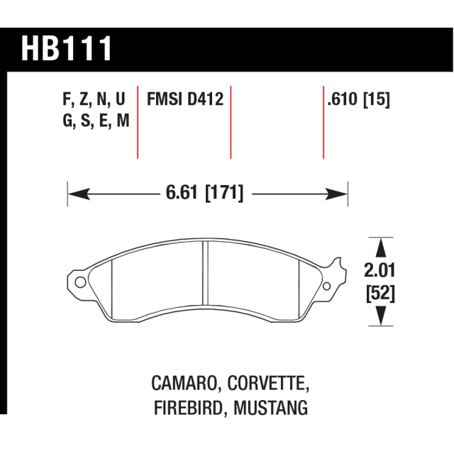 Hawk Pads - Camaro, Corvette, Firebird, Mustang