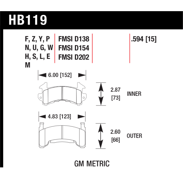 Hawk Pads - Camaro, Firebird, Wilwood GM Metric